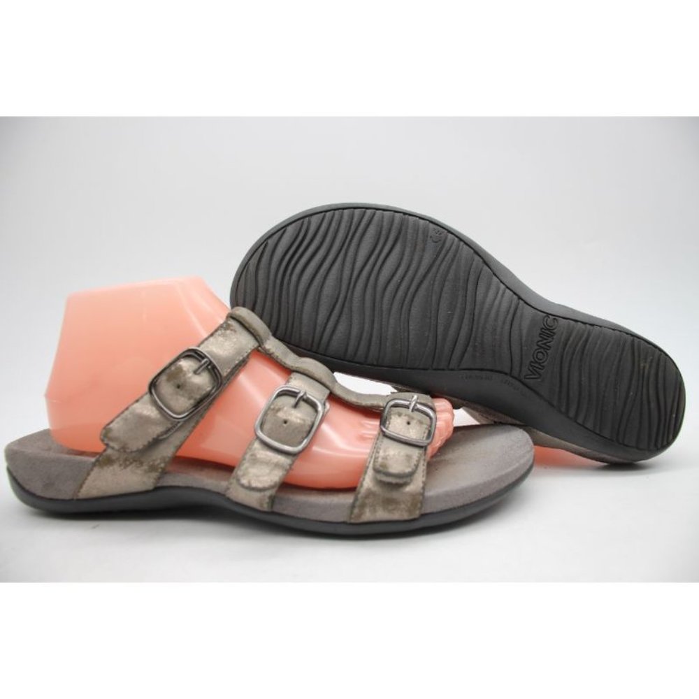 Vionic MISA  Sandals Women's Size 10 Gray Slides Adjustable Straps